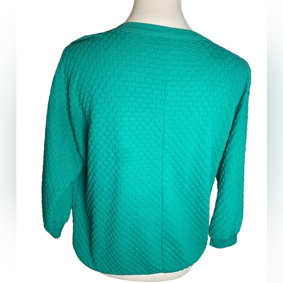 Vintage 80s Raised Grid Textured Sweater Top - Picture 2 of 3